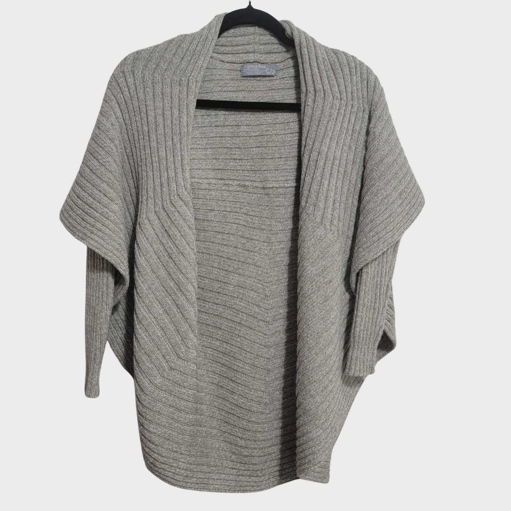 Peruvian Baby Alpaca  Shawl Collar Open Front Cardigan Small Medium